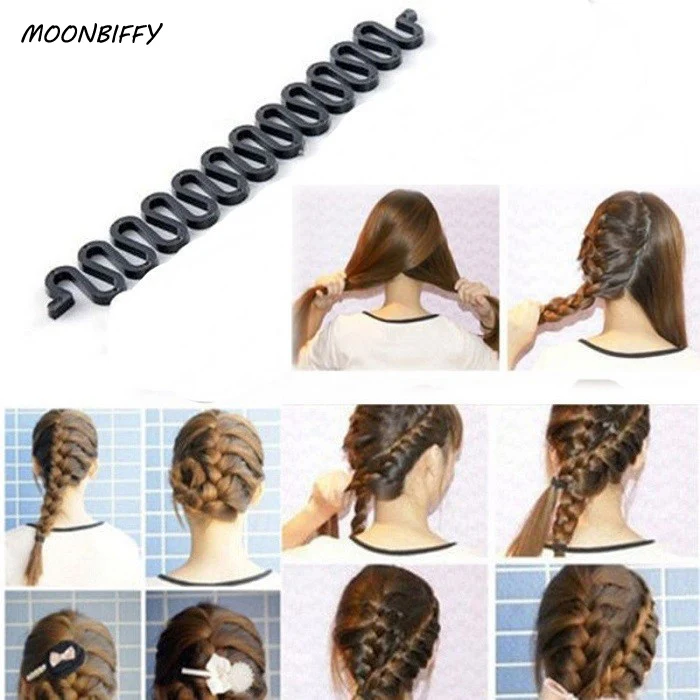 

MOONBIFFY Women Lady French Hair Braiding Tool Braider Roller Hook With Magic Hair Twist Styling Bun Maker Hair Band Accessories