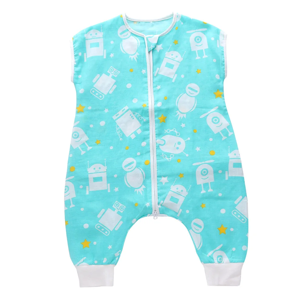 

Summer Cartoon Baby Sleeping Bag Two-layer Combed Cotton Split Leg Air-conditioned Room Anti-kick Pajamas Dropshiping