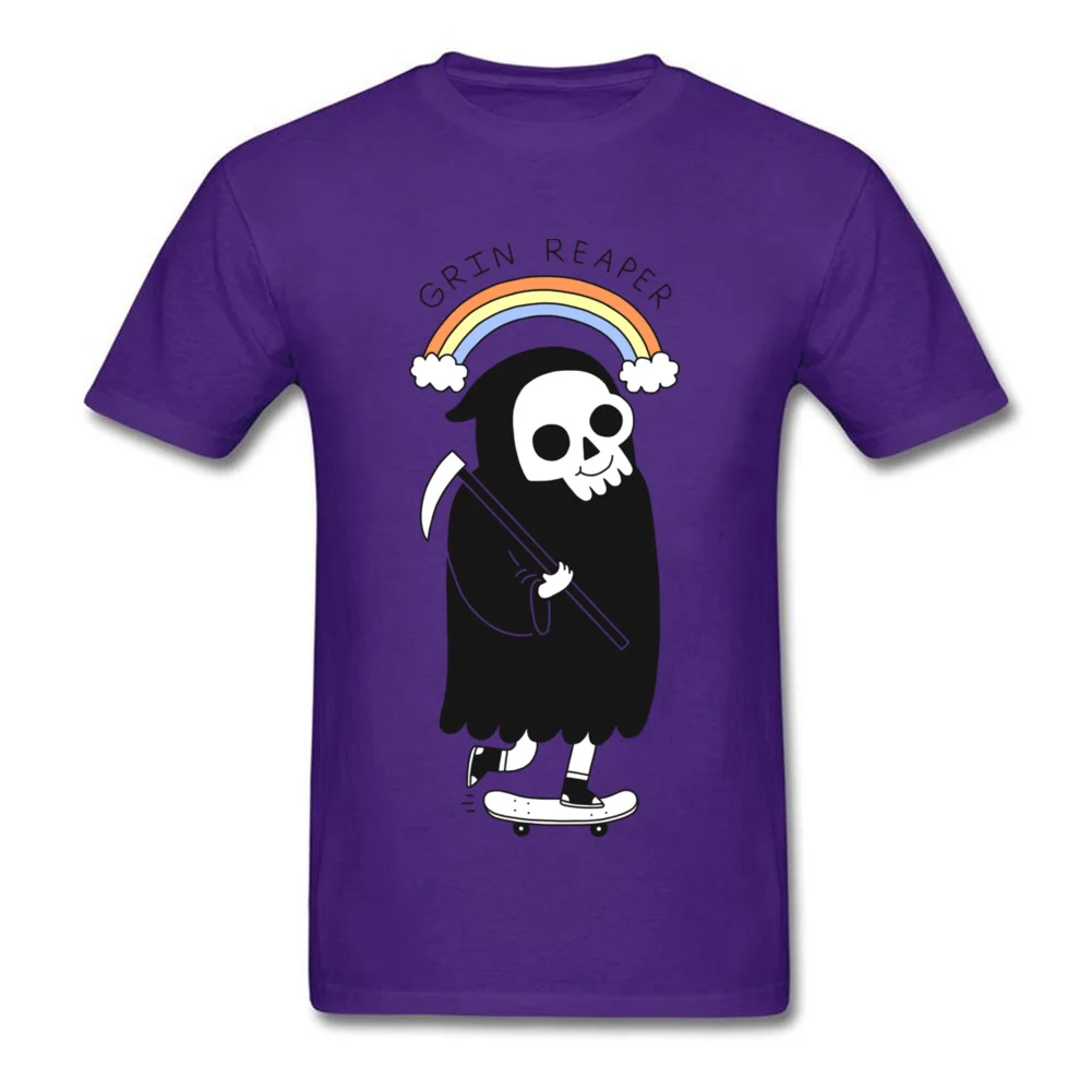 Normal Top T-shirts Creative Round Collar Grin Reaper 100% Cotton Men's Tops Tees Customized Short Sleeve Sweatshirts Grin Reaper purple