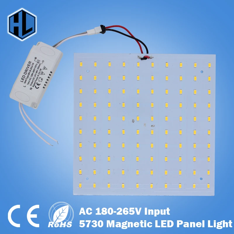 Алюминиевая доска 180-265V квадратный светодиодный Панель 10 Вт/15 Вт/18 Вт/20 Вт/25 Вт, 35 Вт, 5730 Магнитный светодиодный потолочный Панель светильник пластина