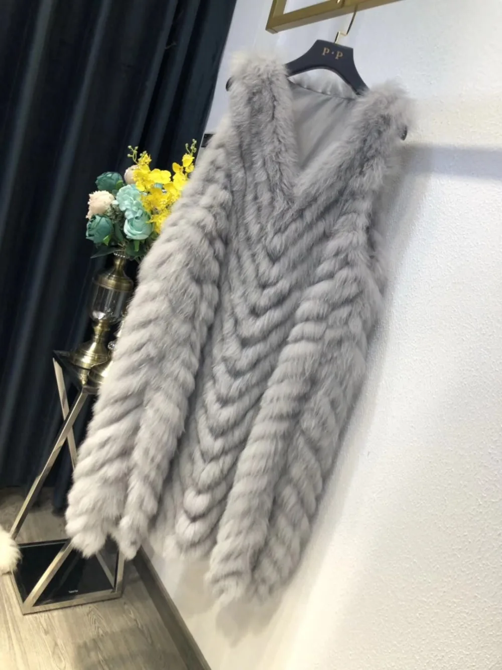 Вязаный пуловер из натурального Лисьего меха, женская мода, v-образный вырез, натуральный Лисий мех, Длинный жилет, женские топы