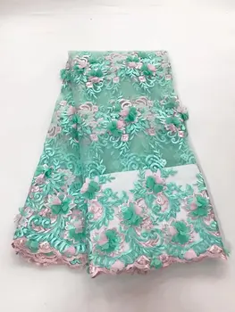 

Latest Nigerian African Laces Embroidered Nigerian Laces Fabric 3d Flower Bridal High Quality French Tulle Lace Fabric With Bead