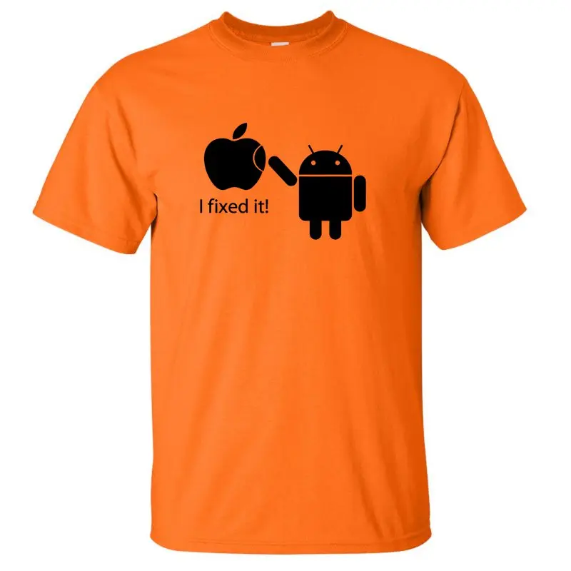 COOLMIND FU0116A, хлопковые мужские футболки, Android Robot, Мужская футболка, Apple Humor Logo, с принтом, забавная футболка, короткий рукав, футболки - Цвет: ORG