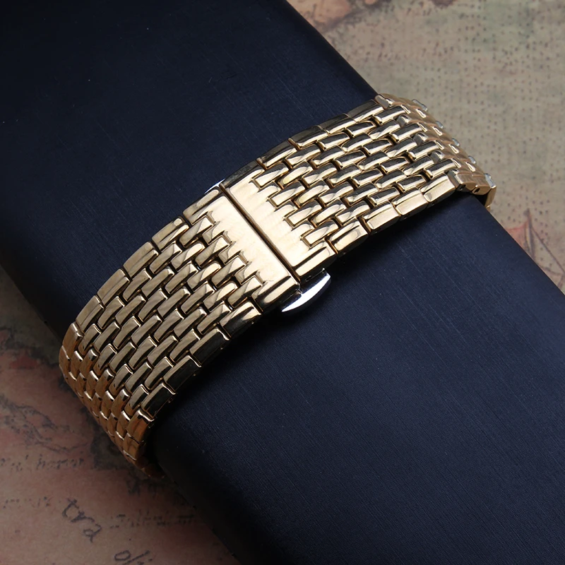 Quartz watchband thinner Watch font b accessories b font bracelet Gold stainless steel watchbands fit mens