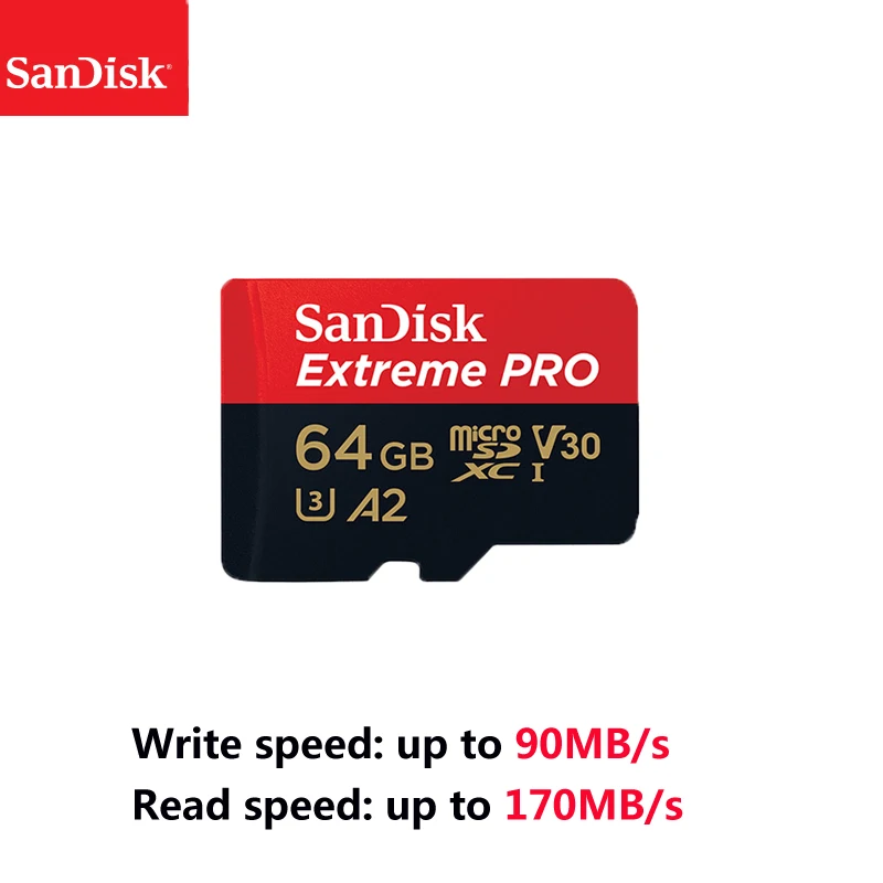 Карта памяти Micro SD Extreme Pro Micro SD Card до 170 МБ/с. A2 V30 U3 64 Гб 128 sandisk TF карта, карта памяти Micro SD с адаптером SD - Емкость: 64GB