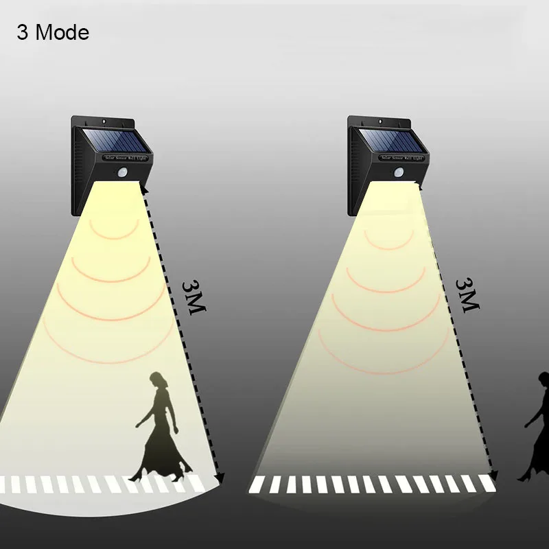Солнечный свет беспроводной водостойкий датчик движения 3 режима Открытый свет для сада с активированным движением белый