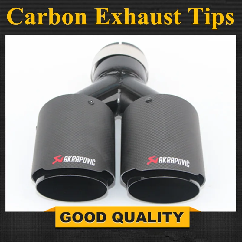 

1 Piece: Inlet 63mm Outlet 101mm Dual Akrapovic Carbon Fiber Exhaust Tips Muffler Black Stainless Steel Car Exhaust Muffler Pipe