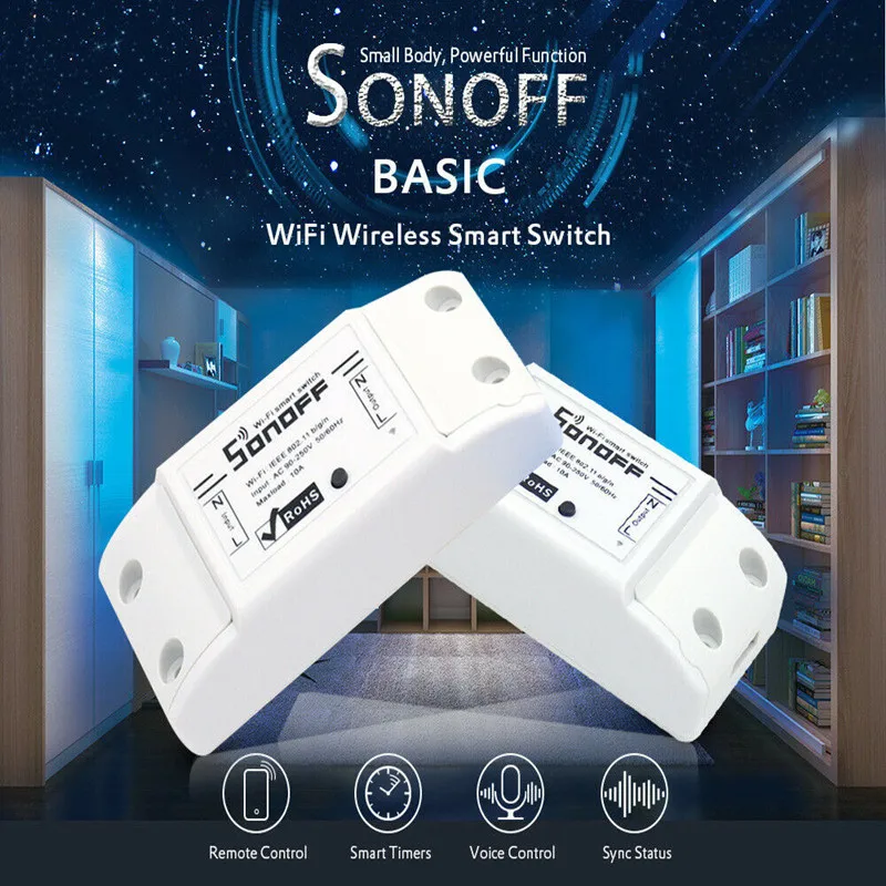 

10PCS SONOFF Basic Wireless Wifi Switch Remote Control Automation Module DIY Timer Universal Smart Home 10A 220V AC 90-250V HWC