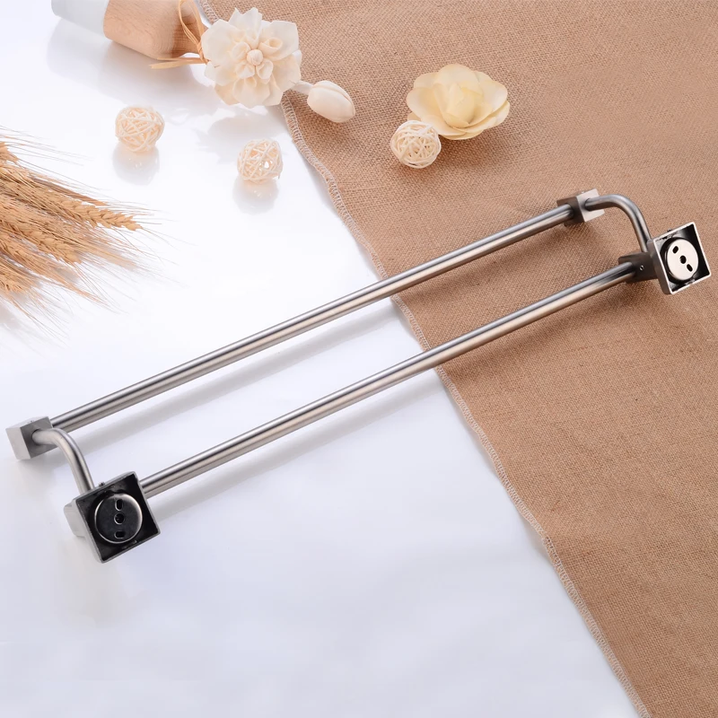 Towel Holder Bathroom Towel Rack Stainless Steel Towel Rail Hanger Double Bar Wall Mounted Shower Robe Shelf Bathroom Hardware Towel Holder Bathroom Towel Rack Stainless Steel Towel Rail Hanger Double Bar Wall Mounted Shower Robe Shelf Bathroom Hardware