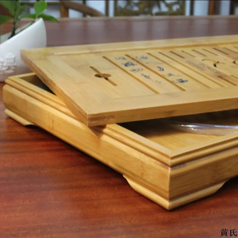 bamboo tea tray guide tray 49*29*5 natural bamboo Phyllostachys heteroclada large double plate