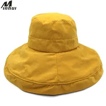 Minhui новые широкополые ведерко шляпы для женщин трендовая твердая рыболовная шляпа плоские шапки Панама хип хоп шапка Складная