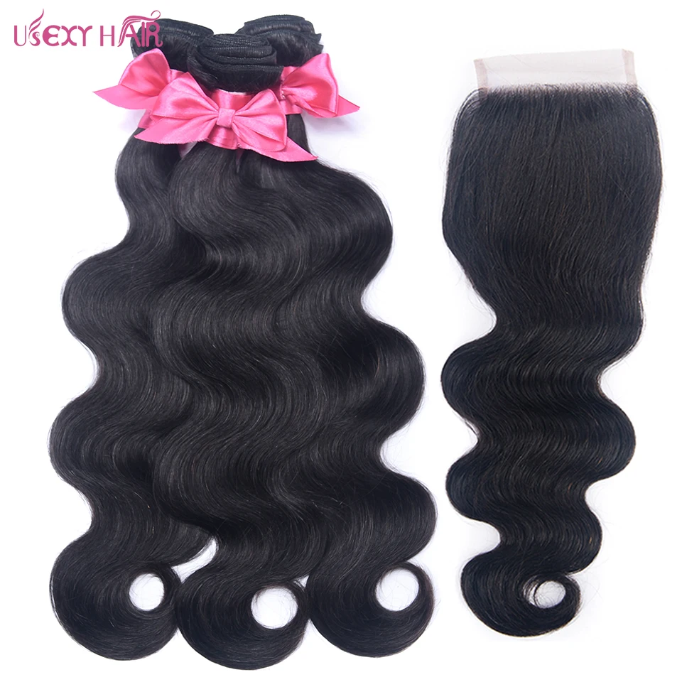 USEXY HAIR 13 x 4 Lace Frontal Closure with Bundles Brazilian Body Wave Human Hair Bundles with Lace Closure USEXY HAIR 13 x 4 Lace Frontal Closure with Bundles Brazilian Body Wave Human Hair Bundles with Lace Closure
