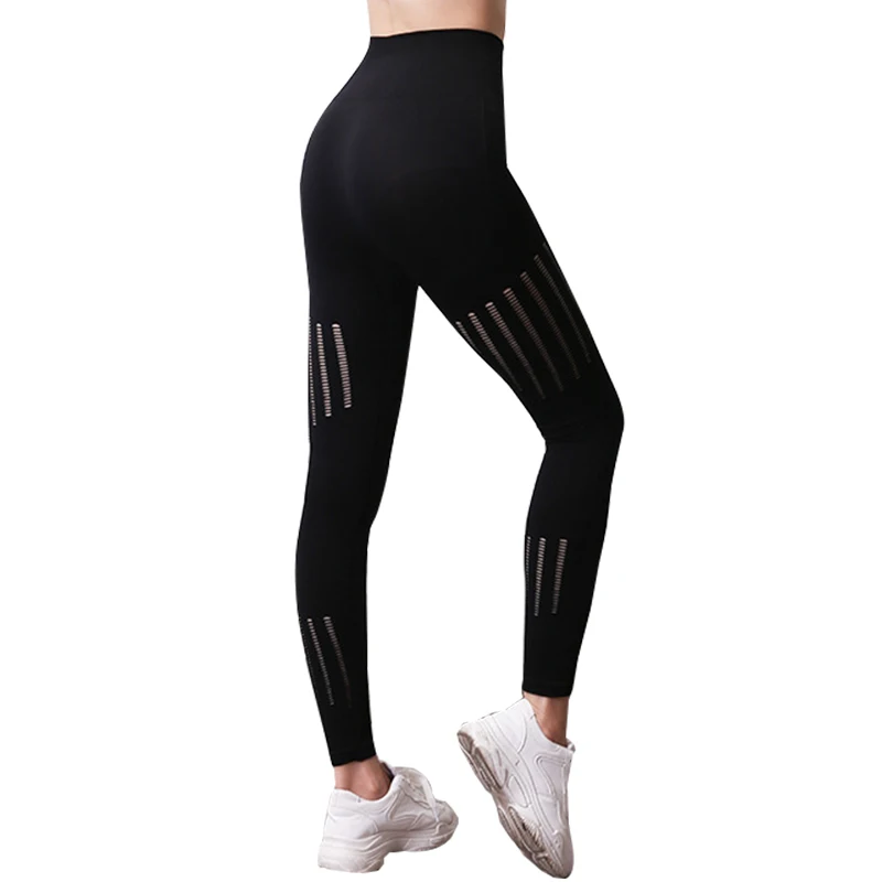 Женские Бесшовные Леггинсы для фитнеса с эффектом пуш-ап, эластичные спортивные брюки с высокой талией, женские леггинсы для тренировок - Цвет: Black
