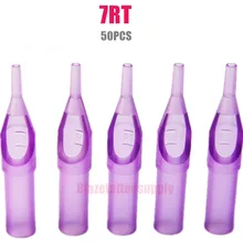 50 шт. 7RT фиолетовый круглые насадки для татуировок одноразовые колпачки для татуажа советы боди-арт тату поставки