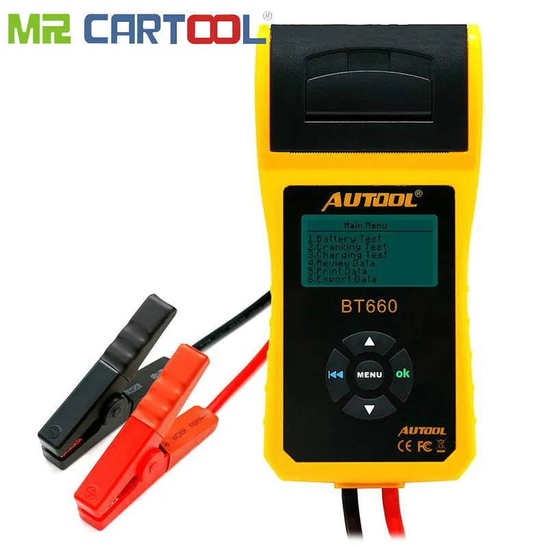 BT660 Car Battery Tester With Print 12V 24V Digital Automitve Analyzer