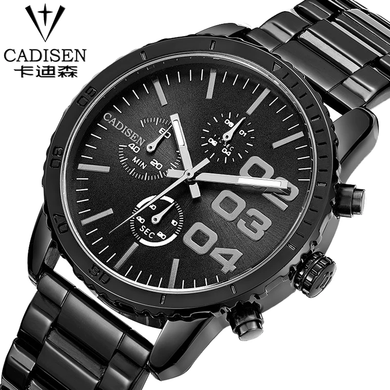 Cadisen часы мужчины luxury brand Швейцарский reloj relogio masculino военная кварцевые полный
