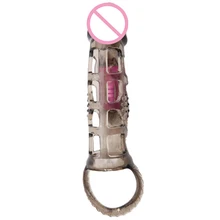 Waterproof Male Chastity Lay On Penis Enlargement Sleeve Delay Cockring Bullet Vibrator font b Sex b