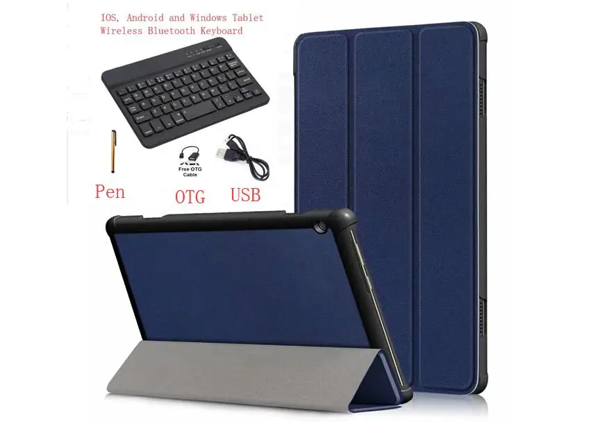 Bluetooth Keyboard Ultra Slim Cover PU Leather Stand Shell Case For Huawei MediaPad M5 Lite 10.1 BAH2-L09/W19 DL-AL09 Tablet+Pen |