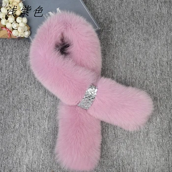 

Real Fox Fur Women Winter Fashion Warm Scarf Fake Shirt Collar Lady Elegant Temperament Accessories Shawl TkS005-lavender
