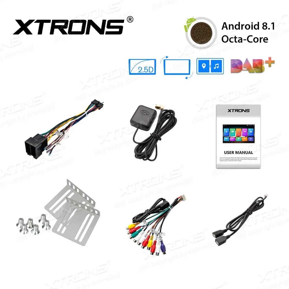 Cheap XTRONS 1 2 Din Universal 10.1" Android 8.1 Radio 32GB Rotatable Face Panel 2.5D Curved Screen Car Stereo Player GPS OBD No DVD 5