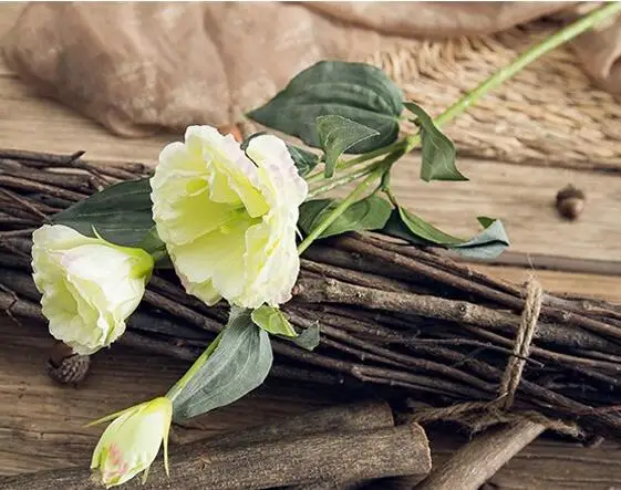 Приятно 3 головок 70 см длинные искусственные Eustoma цветы свадебные декоративные лисиа Цветы Свадебные Шелковый цветок 10 шт./лот - Цвет: green