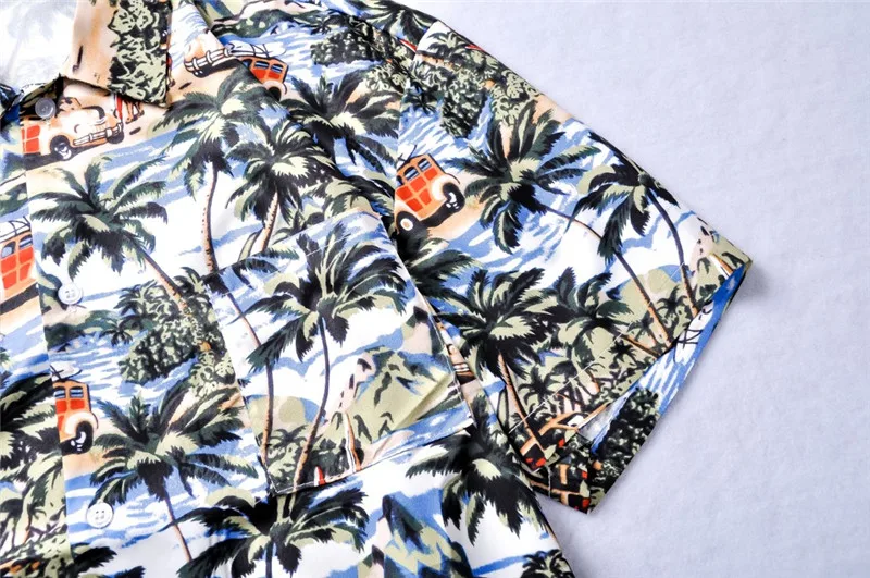 Темный логотип кокосовой пальмы тропический Гавайи Стиль Для мужчин рубашка 2019 летние выходные пляж рубашки для Для мужчин ретро рубашки