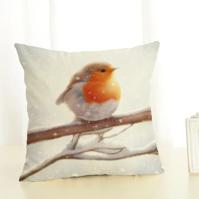 Navidad New Christmas Bird 45x45cm Linen Pillowcase Merry Christmas Decorations for Home Cover Cushion Happy New Year Gift 2019  (3)
