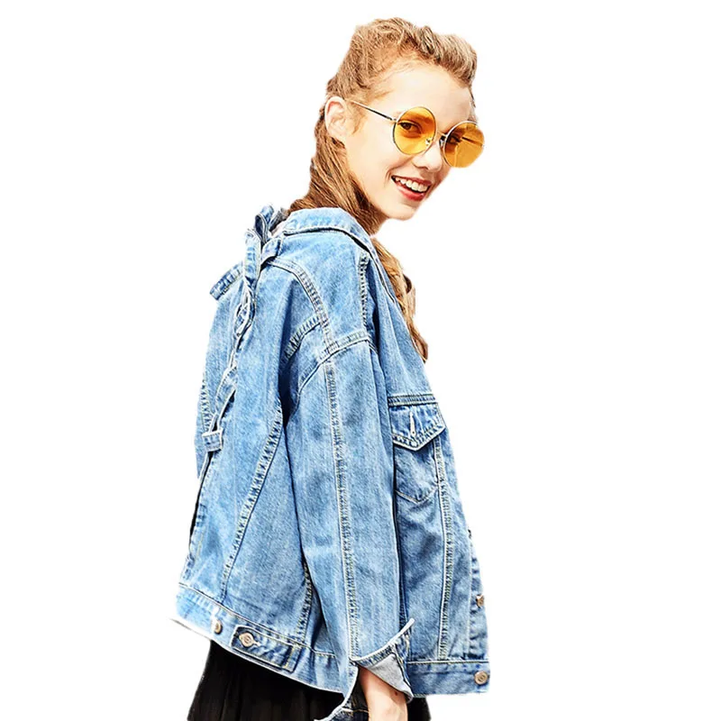 Spring Autumn Women Denim Jackets 2019 Fashion New Large Size Solid Color Short Coats Female Long-sleeved Loose Outerwear N153 Spring Autumn Women Denim Jackets 2019 Fashion New Large Size Solid Color Short Coats Female Long-sleeved Loose Outerwear N153