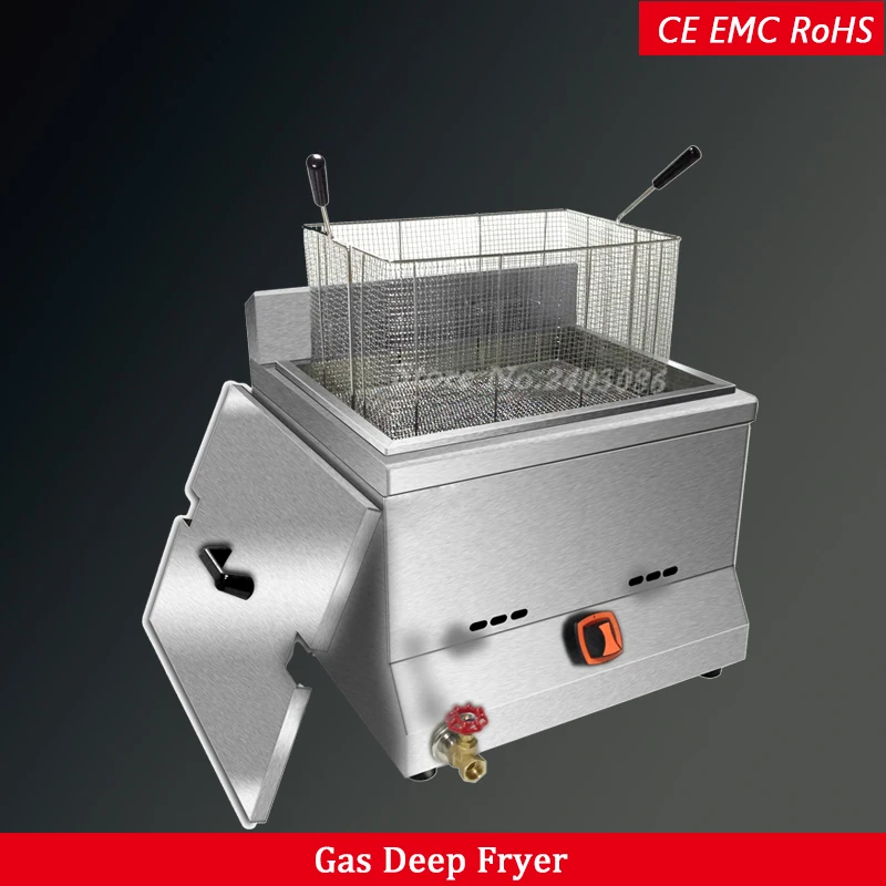 

25 liter square gas fryer stainless steel kitchen potato chips chicken deep frying machine double tanks food processors