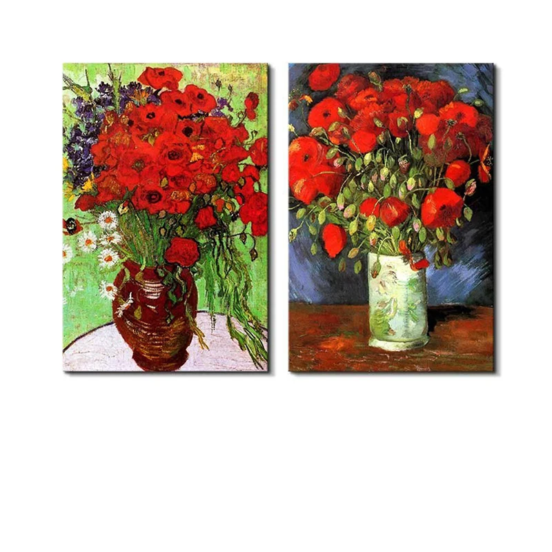 

Vase With Red Poppies & Daisies Diamond Painting 2pcs Full Round Diamond Embroidery Beaded Cross Stitch Handmade Needlework
