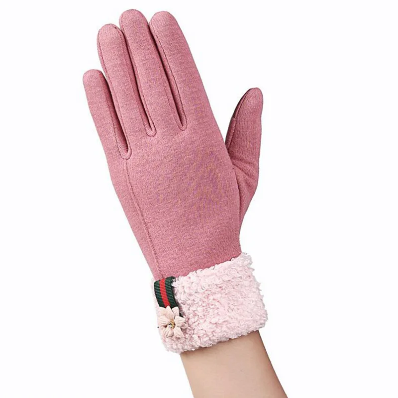 Новые элегантные плюшевые женские зимние перчатки спортивные фитнес женские перчатки для телефона с сенсорным экраном перчатки Guantes Mujer 13C - Цвет: 13F Pink