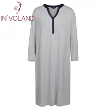 IN'VOLAND/осенняя одежда для сна больших размеров Повседневная Однотонная ночная рубашка с v-образным вырезом больших размеров Свободная ночная рубашка с длинными рукавами
