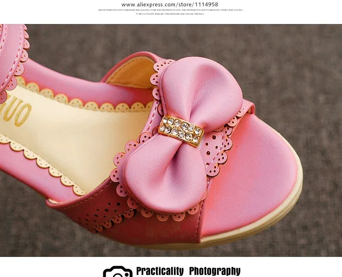 Rhinestone Princesse Girls Leather Sandals Summer Fashion Dancing Flower Diamond Bowknot Sandal Elsa Shoes Ninas Chaussure Fille 444 (10)