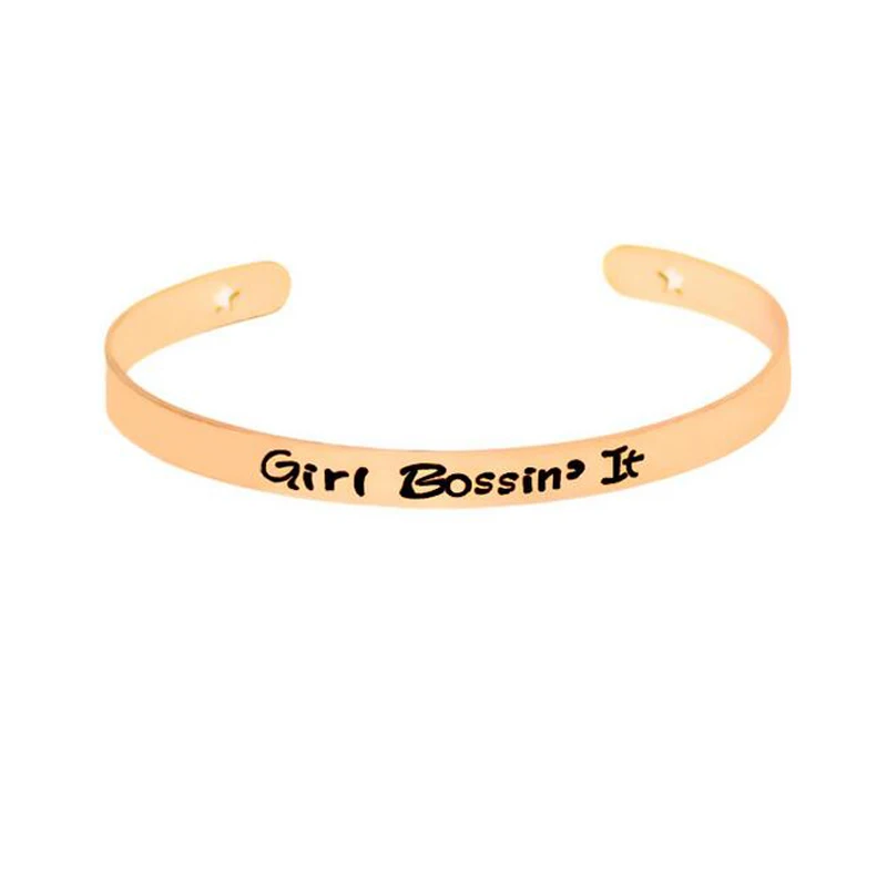 

Girl Bossin' It Women Bracelet Simple Europe Style Mantra Bracelets For Women Bangles Jewelry Gifts Free Shipping
