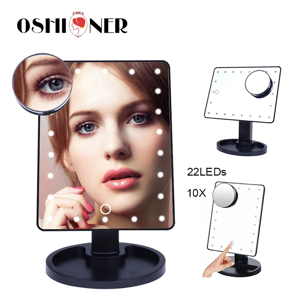 

OSHIONER Dimmable LED Make Up Mirror 16/22 Light Bulbs Illuminated Vanity Cosmetic Beauty Mirror with 10x Magnifying Mirror
