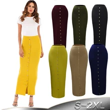 Плюс размеры Faldas Mujer Moda осень г. Длинные высокая посадка на пуговице Bodycon Юбка Абая, для мусульман Jupe Femme юбки для женщин женская одежда