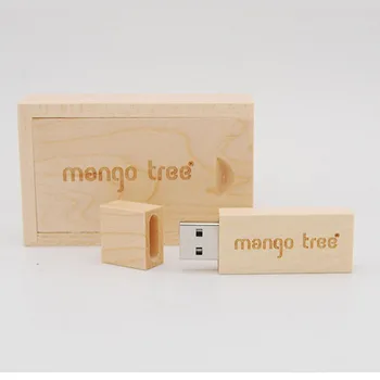 

5PCS/LOT Wood USB flash drive pen drives +Wooden gift box 4GB 8GB 16GB 32GB memory stick gift with custom logo printing