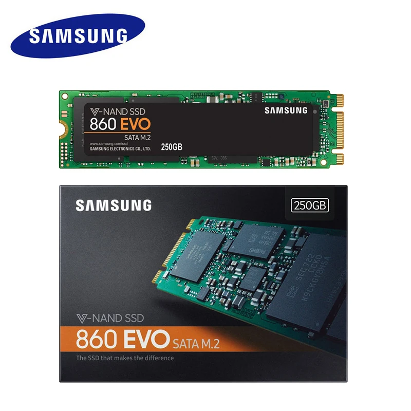 SAMSUNG SSD 860 EVO M.2 2280 SATA 1 ТБ 500GB 250GB Внутренний твердотельный диск жесткий диск HDD M2 ноутбук Настольный ПК TLC PCLe M.2