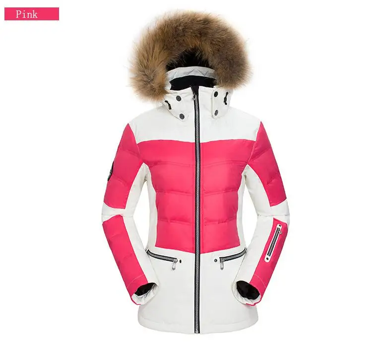 Вектор лыжный куртки для мужчин женщин теплые зимние куртки термальность куртка для сноуборда пальто с капюшоном Лыжная одежда Мех животных HXF70004 - Цвет: Women Pink