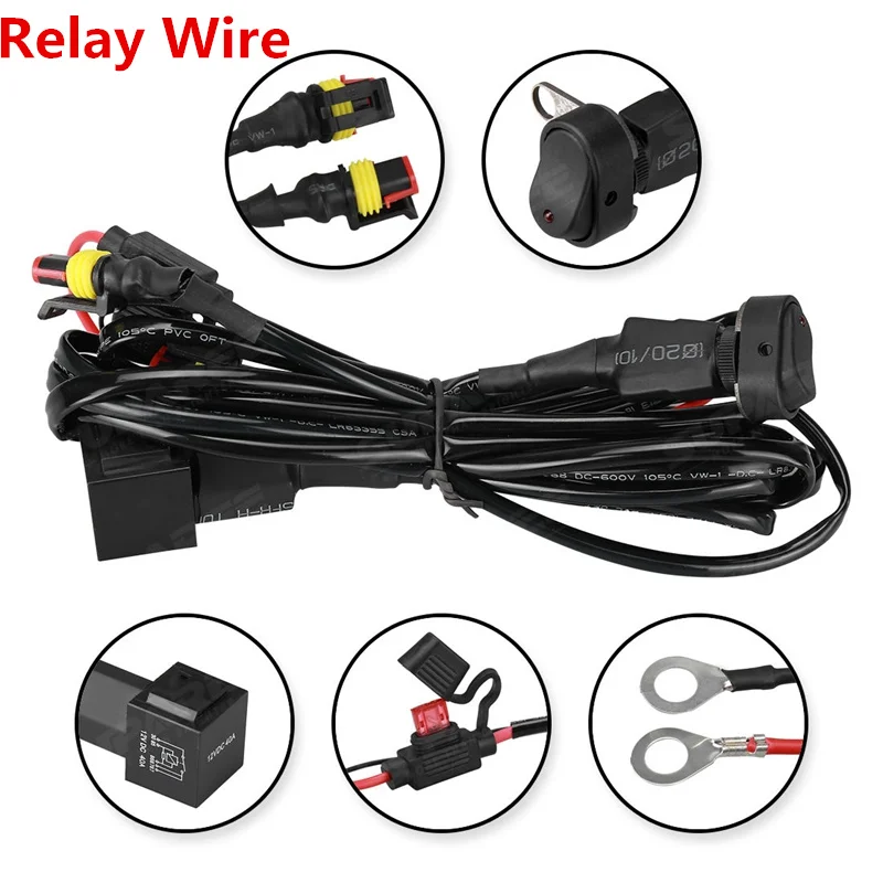 Motorcycles LED Fog Light Wiring Harness Relay Wire For BMW R1200 GS