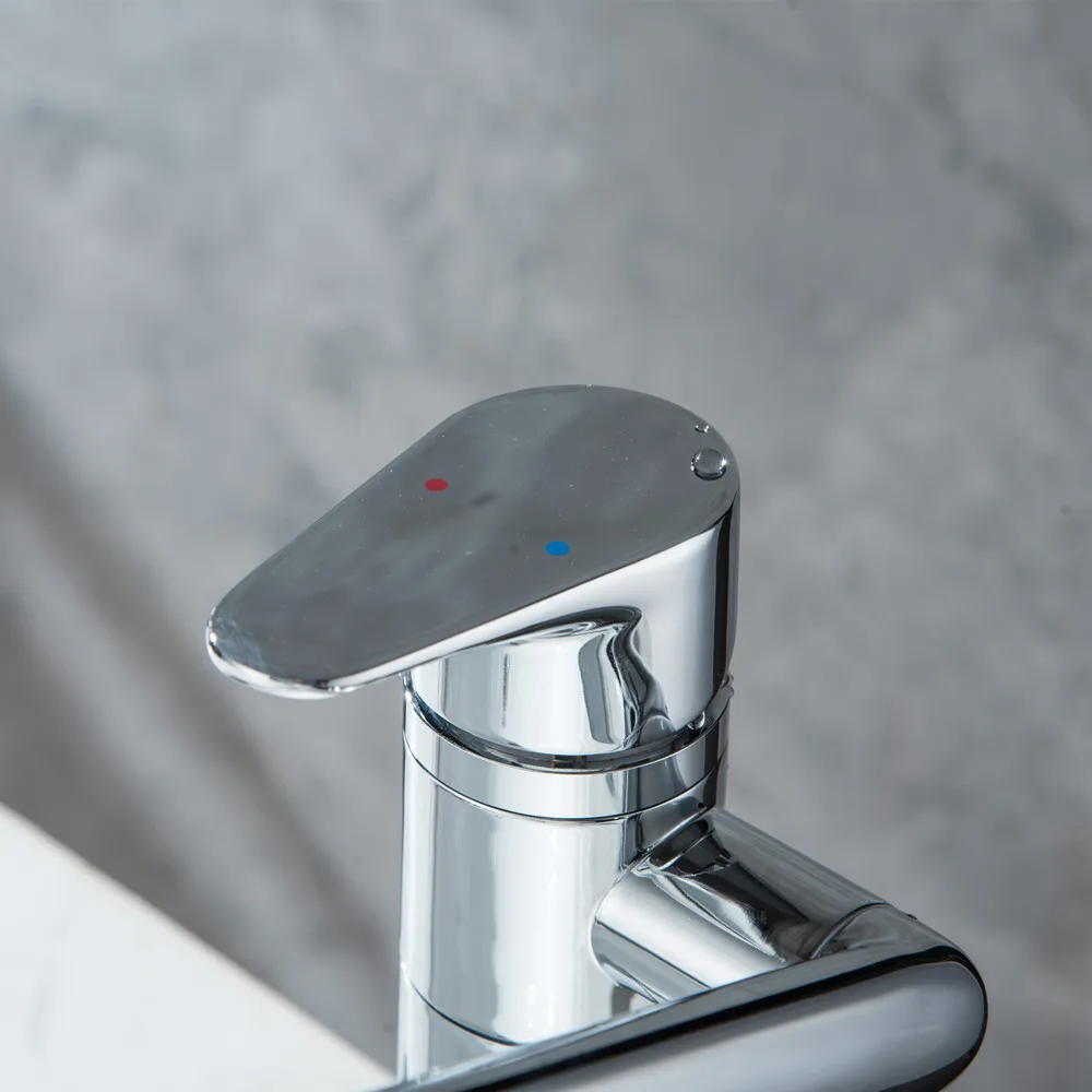 Deck Mounted Modern Chrome Finish Bathroom Hot And Cold Sink Basin Faucet Any Direction Rotating Hot And Cold Sink Water Tap 33
