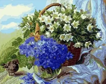 

spring basket frame diy painting by numbers kits coloring paint on canvas hand painted oil painting home decor for 40x50cm