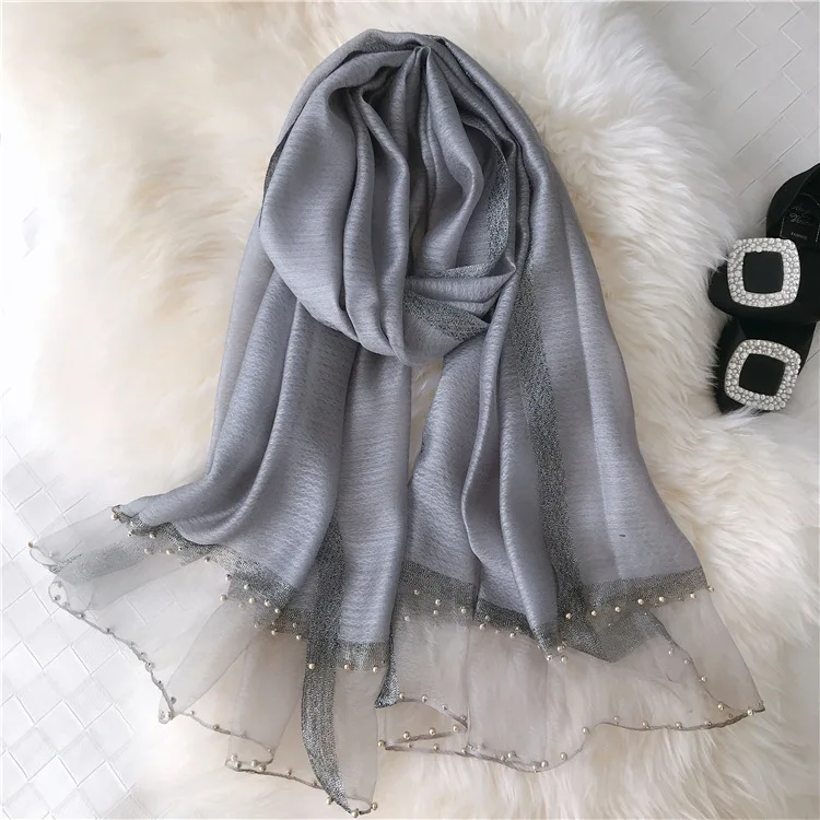 Новое поступление 70*190 см шарф шаль женский осенний зимний Шелковый шерстяной шарф Высокое качество осенний зимний женский шарф подарок матери - Цвет: gray