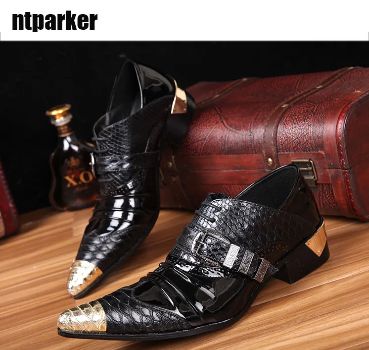 US $115.23 |Ntparker Japan Stil Rock Schuhe Mann Metall spitz erhöht heels mann leder business schuhe mann schuh, EU 45 46 in Ntparker Japan Stil Rock Ntparker Italienische Marke Designer Schuhe Spitz Künstler