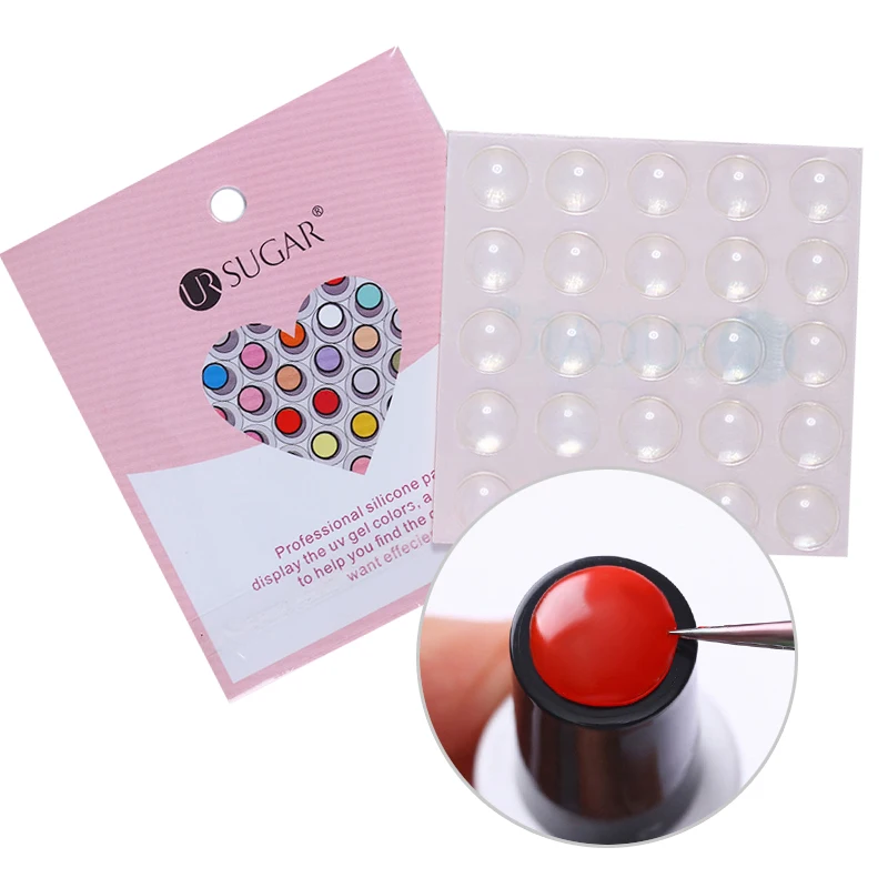 Ur Sugar 25 шт. прозрачный силиконовый стикер для этикеток клейкий клей для гель-лака цветная Кнопка УФ-Гель-лак дисплей инструмент для дизайна ногтей