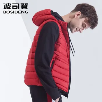 

BOSIDENG new down vest for men down waistcoat 90% down jacket sleeveless hooded with hat high quality outwear B80131003