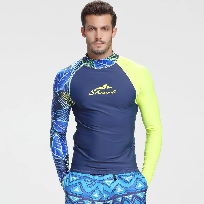 SBART/Мужская одежда для плавания с длинным рукавом, Рашгард для серфинга, дайвинга, рубашка, одежда с защитой от ультрафиолета, Рашгард, боди, плюс размер, купальник L - Цвет: Rashguard men