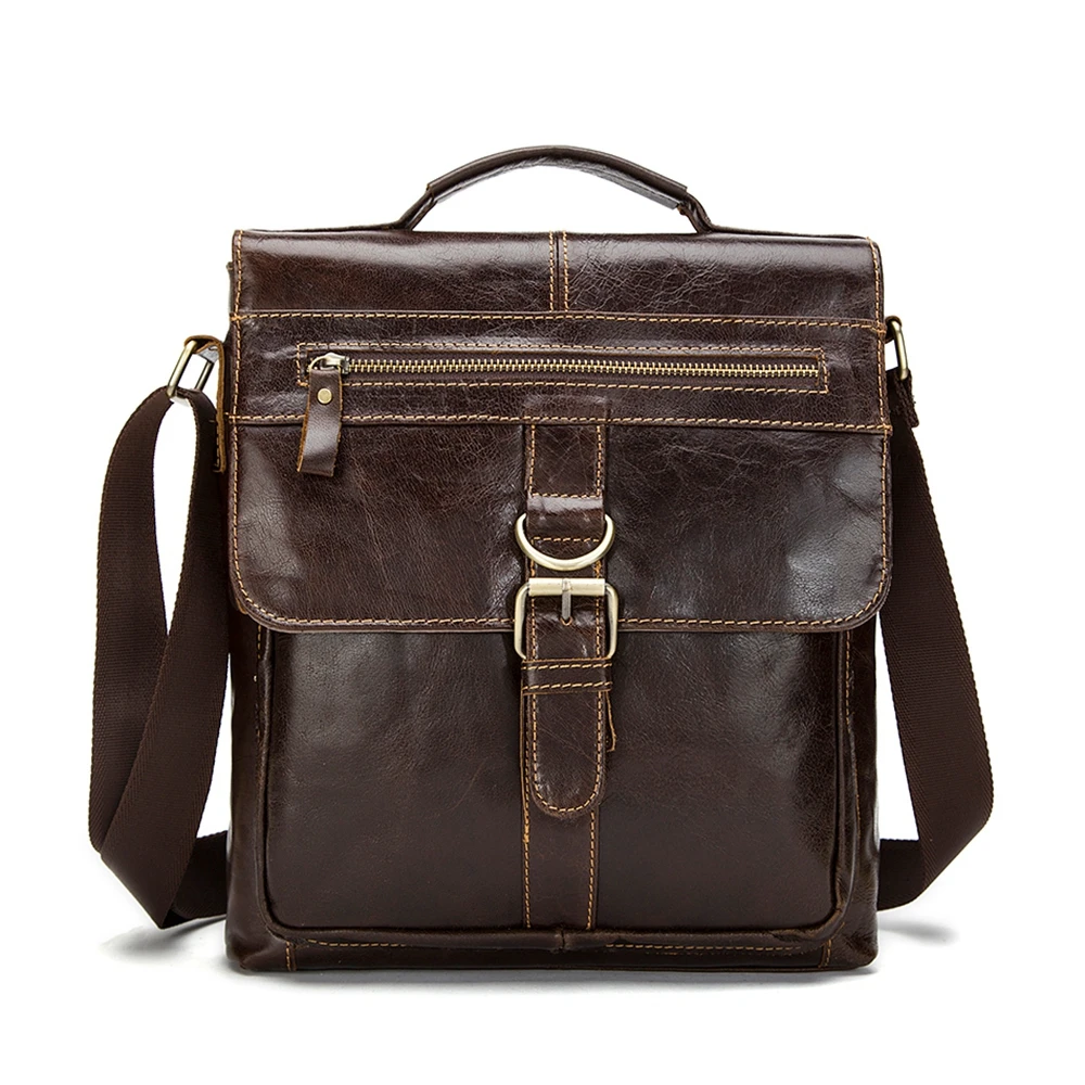 Men Vertical Leather Bag Messenger Business Briefcase High Quality Shoulder Bags