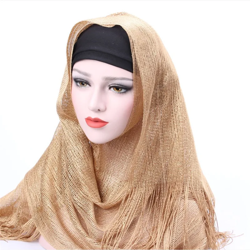 

Women Muslim Turban Headscarf Hijab Fringed Shawl Cap Wrap Flat Towel Scarf