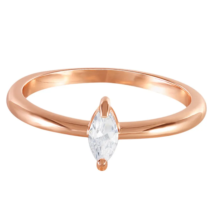 

ROMAD Rose Gold Color Crystal Ring AAAAA Cubic Zrconia Wedding Engagement Party Ring For Women Girl Gift Fashion Jewelry R4